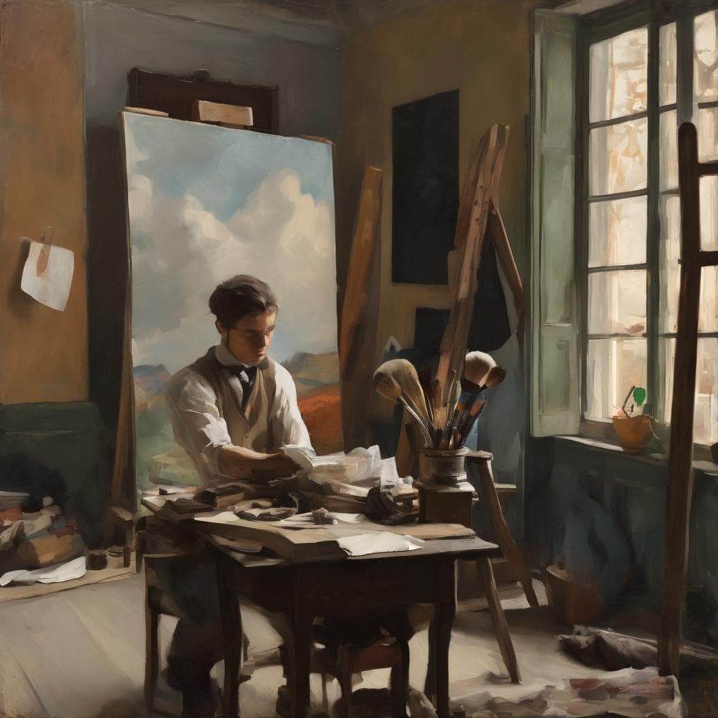 Φωτογραφία ενός νέου ζωγράφου σε στούντιο, δημιουργώντας και ανατρέποντας στην τέχνη με έμπνευση και καινοτομία.